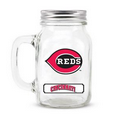 CINCINNATI REDS GLASS MASON JAR w/chocolate baseballs